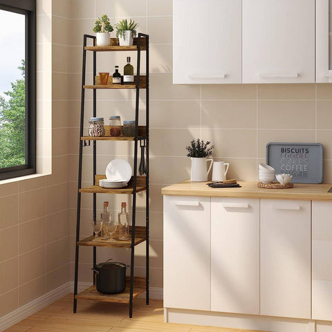 Rootz Industrial Style Storage Rack - Shelving Unit - Display Shelf - Durable MDF and Metal - Versatile, Elegant, Safe - 41cm x 187cm x 36cm