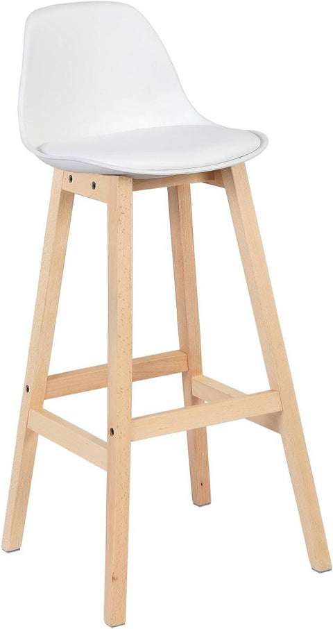 Rootz Scandinavian Style Bar Stool - Counter Stool - Kitchen Stool - Ergonomic Design - 96.5cm x 38.5cm x 33cm - Wood & Faux Leather
