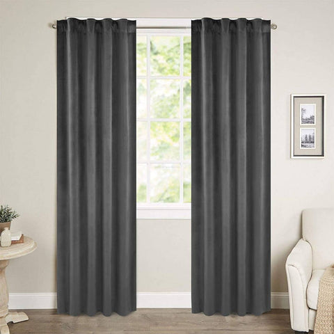 Rootz Luxury Velvet Blackout Curtains - Drapes - Window Coverings - Light Blocking - Thermal Insulation - Easy Installation - 140cm x 225cm/245cm/270cm