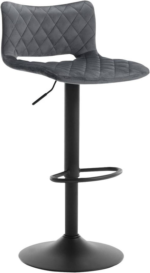 Rootz Velvet Bar Stool - Swivel Counter Chair - Adjustable Height Stool - Skin-Friendly Seat - Ergonomic Design - 41cm x 21.5cm x 59-79cm