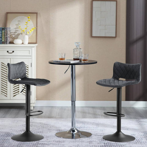 Rootz Velvet Bar Stool - Swivel Counter Chair - Adjustable Height Stool - Skin-Friendly Seat - Ergonomic Design - 41cm x 21.5cm x 59-79cm