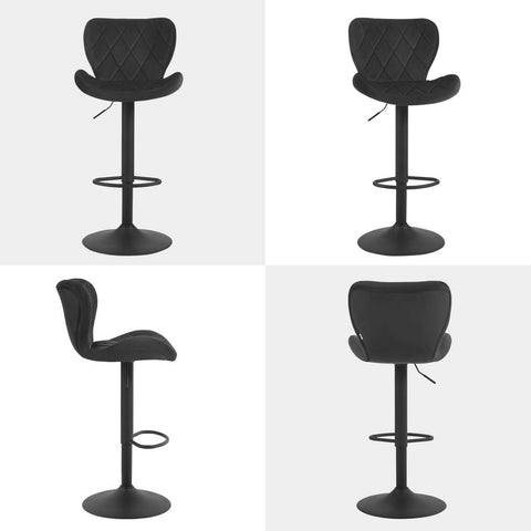 Rootz Velvet Bar Stool Set - Swivel Bar Chair - Kitchen Counter Stool - High Elastic Cushion - 47cm x (89-109.5cm) x 54cm