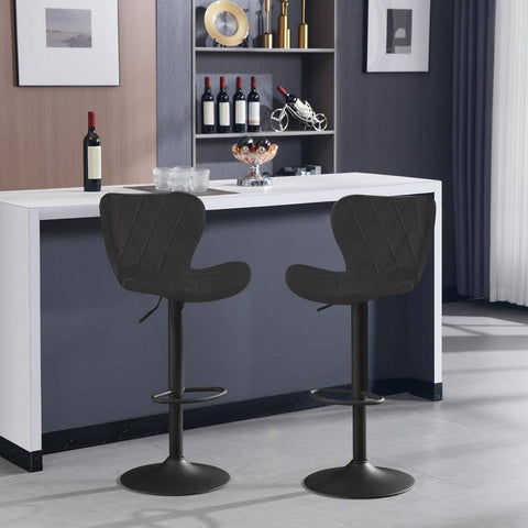 Rootz Velvet Bar Stool Set - Swivel Bar Chair - Kitchen Counter Stool - High Elastic Cushion - 47cm x (89-109.5cm) x 54cm