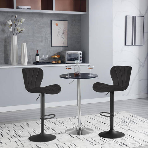 Rootz Velvet Bar Stool Set - Swivel Bar Chair - Kitchen Counter Stool - High Elastic Cushion - 47cm x (89-109.5cm) x 54cm