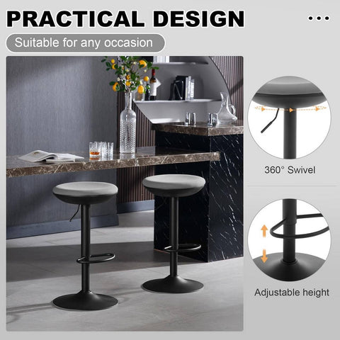 Rootz Swivel Bar Stool - Counter Chair - Modern Bistro Stool - Adjustable Height - 41 x (64-85) x 41 cm - Breathable Elastic Fabric - Metal