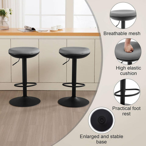 Rootz Swivel Bar Stool - Counter Stool - Rotating Bar Chair - Breathable Elastic Fabric - Height Adjustable - 41cm x (64-85) cm x 41cm