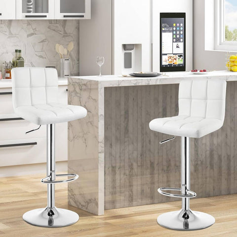 Rootz Bar Stool - Faux Leather Bar Chair - Adjustable Swivel Stool - Ergonomic Design - Stable Metal Frame - 44cm x 38cm x 92-114cm