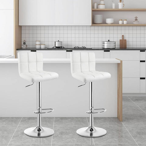 Rootz Bar Stool - Faux Leather Bar Chair - Adjustable Swivel Stool - Ergonomic Design - Stable Metal Frame - 44cm x 38cm x 92-114cm