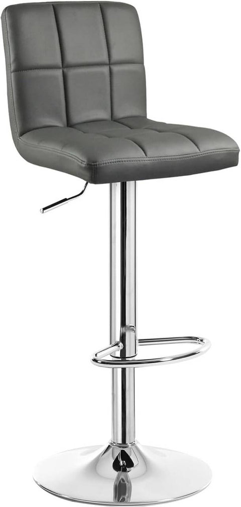Rootz Bar Stool - Counter Stool - Height Adjustable Swivel Stool - Faux Leather Seat - Ergonomic Footrest - Stable - White/Gray/Black - 92-114cm x 44cm x 38cm