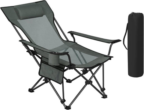 Rootz Ultralight Folding Camping Chair - Portable Recliner - Outdoor Seat - Adjustable Backrest, Compact Design, Durable Material - 84cm x 89cm x 65cm (Sitting), 84cm x 71cm x 101cm (Lying)
