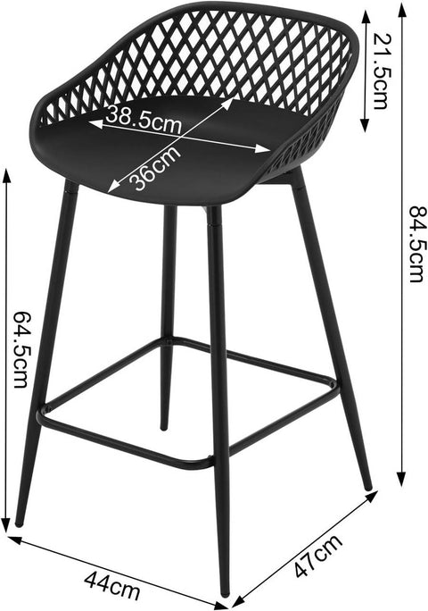 Rootz Ergonomic Hollow Bar Stool Set - Counter Chair - High Back Chair - PP Material - 47cm x 84cm x 48.5cm