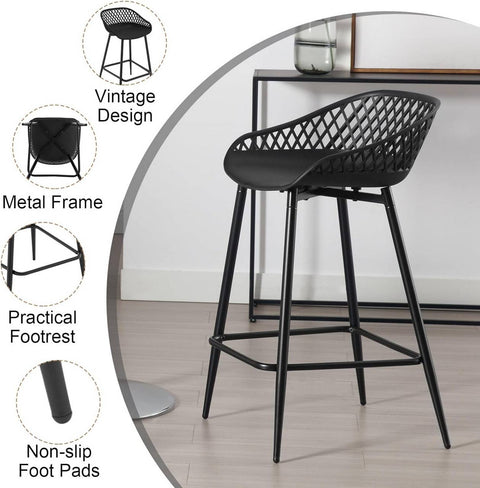Rootz Hollow Bar Chair Set - Counter Stool - Kitchen Island Stool - Waterproof & Breathable - 47cm x 84cm x 48.5cm