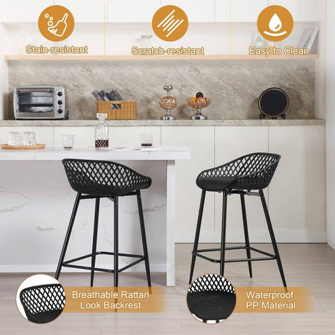 Rootz Bar Stools Set of 2 - Kitchen Island Chairs - Modern Counter Stools - Ergonomic Design - PP Material - 47cm x 84cm x 48.5cm