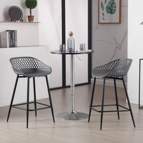 Rootz 2 Pack Bar Stools - Kitchen Counter Chairs - High Back Stools - PP Material - Waterproof - 47cm x 84cm x 48.5cm