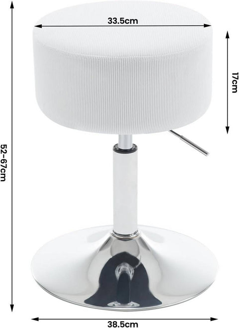 Rootz Adjustable Swivel Bar Stool - Makeup Stool - Rotating Salon Stool - Corduroy Seat - 33.5cm x (52-67)cm x 33.5cm