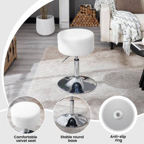 Rootz Adjustable Swivel Bar Stool - Makeup Stool - Rotating Salon Stool - Corduroy Seat - 33.5cm x (52-67)cm x 33.5cm