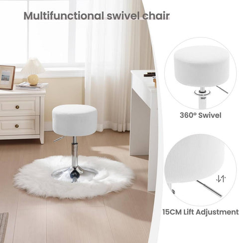 Rootz Adjustable Swivel Bar Stool - Makeup Stool - Rotating Salon Stool - Corduroy Seat - 33.5cm x (52-67)cm x 33.5cm