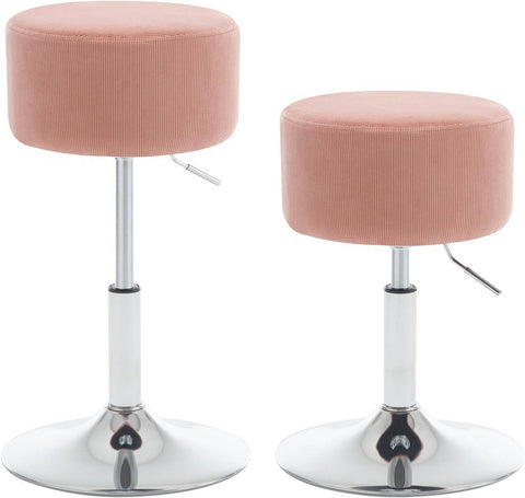 Rootz Swivel Bar Stool - Makeup Stool - Salon Stool - Corduroy Seat - Adjustable Height - 33.5cm x (52-67cm) x 33.5cm