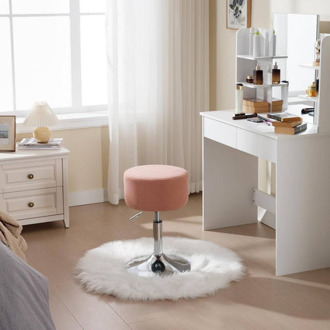 Rootz Swivel Bar Stool - Makeup Stool - Adjustable Seat Height - 360° Rotating - Corduroy/Metal - 33.5cm x (52-67)cm x 33.5cm