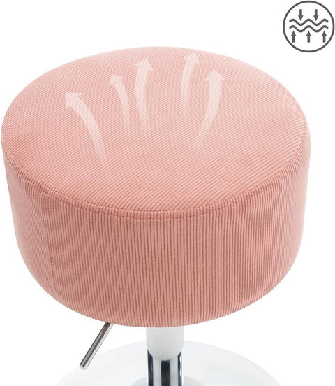 Rootz Swivel Bar Stool - Makeup Stool - Salon Stool - Corduroy Seat - Adjustable Height - 33.5cm x (52-67cm) x 33.5cm