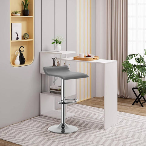 Rootz Bar Stool - Breakfast Chair - Kitchen Stool - Comfortable Seating - Faux Leather - 39cm x 38.5cm x 63-83cm
