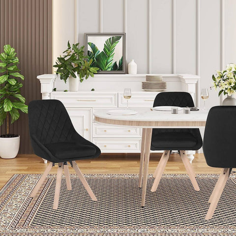 Rootz Velvet Swivel Dining Chair - Rotating Chair - Ergonomic Office Chair - 360° Swivel, Ergonomic Comfort, Robust Stability - 84cm x 40cm x 41cm