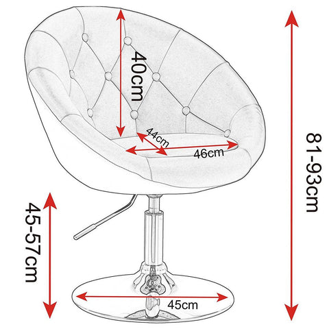 Rootz Lounge Chair - Faux Leather Swivel Chair - Adjustable Height - Stylish & Comfortable - 46cm x 44cm - White - Ergonomic Design