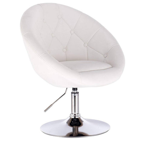 Rootz Lounge Chair - Faux Leather Swivel Chair - Adjustable Height - Stylish & Comfortable - 46cm x 44cm - White - Ergonomic Design