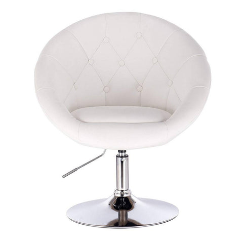 Rootz Lounge Chair - Faux Leather Swivel Chair - Adjustable Height - Stylish & Comfortable - 46cm x 44cm - White - Ergonomic Design