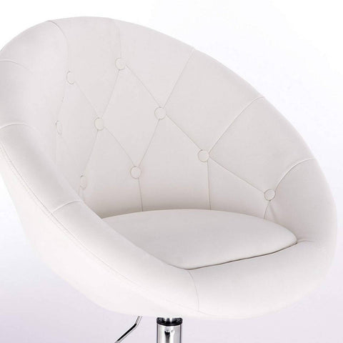 Rootz Lounge Chair - Faux Leather Swivel Chair - Adjustable Height - Stylish & Comfortable - 46cm x 44cm - White - Ergonomic Design