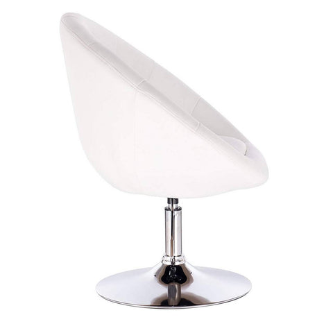 Rootz Lounge Chair - Faux Leather Swivel Chair - Adjustable Height - Stylish & Comfortable - 46cm x 44cm - White - Ergonomic Design