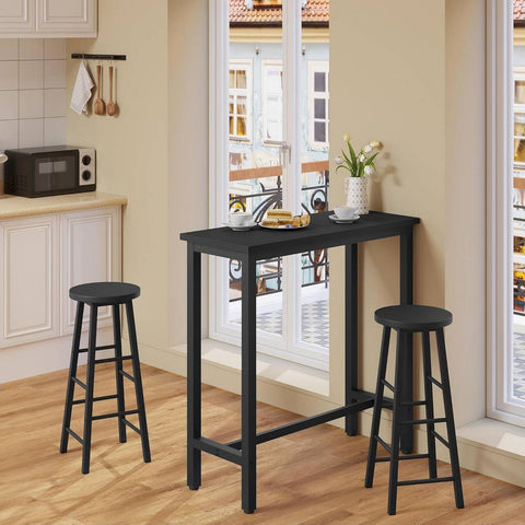 Rootz Bar Table - Dining Table - High Table - Water-Repellent MDF - 100x40x100cm - Black - Stability with Iron Frame for Small Spaces