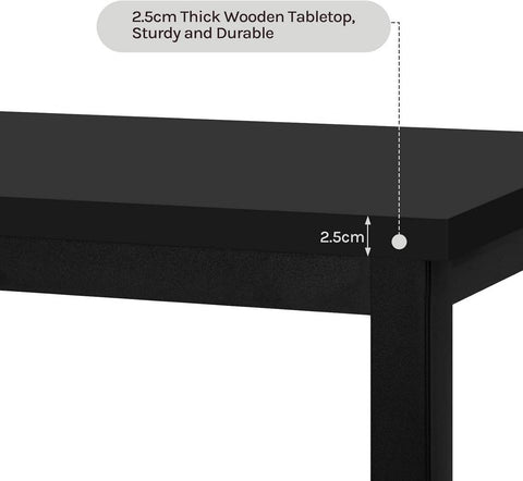 Rootz Bar Table - Dining Table - High Table - Water-Repellent MDF - 100x40x100cm - Black - Stability with Iron Frame for Small Spaces