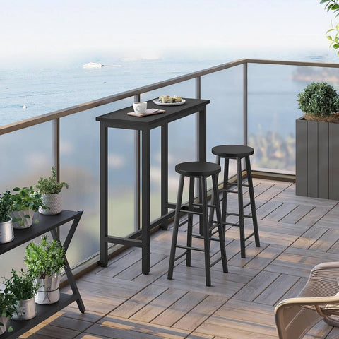 Rootz Bar Table - Dining Table - High Table - Water-Repellent MDF - 100x40x100cm - Black - Stability with Iron Frame for Small Spaces