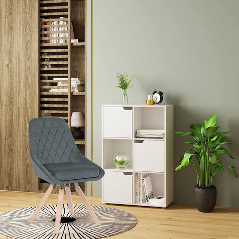 Rootz Velvet Swivel Dining Chair - Rotating Chair - Ergonomic Chair - Luxurious Comfort - Durable Design - Versatile Use - 84cm x 40cm x 41cm