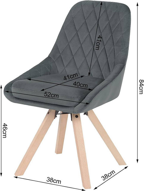 Rootz Velvet Swivel Dining Chair - Rotating Chair - Ergonomic Chair - Luxurious Comfort - Durable Design - Versatile Use - 84cm x 40cm x 41cm