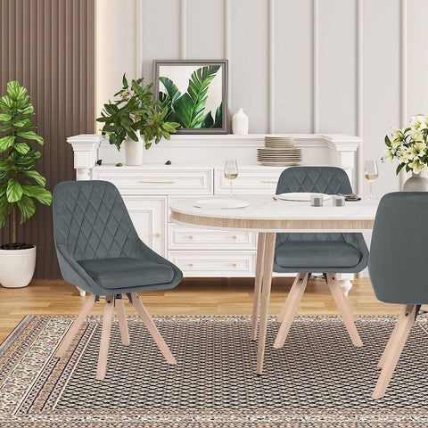 Rootz Velvet Swivel Dining Chair - Rotating Chair - Ergonomic Chair - Luxurious Comfort - Durable Design - Versatile Use - 84cm x 40cm x 41cm