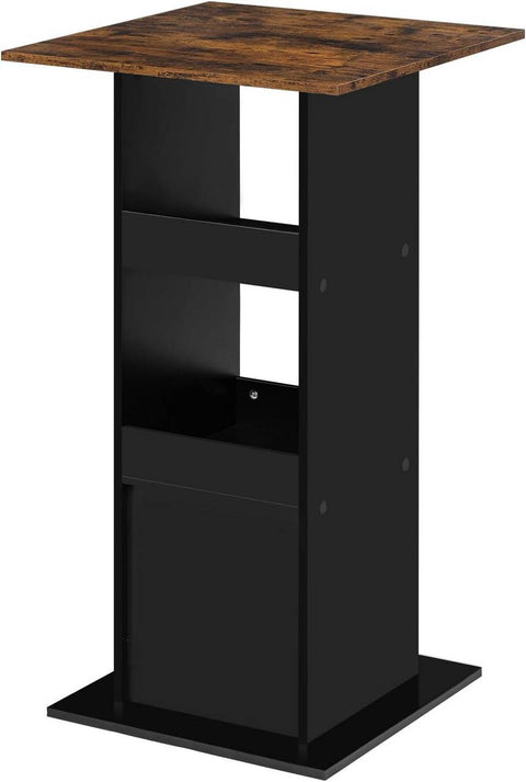 Rootz Bart Table - Bar Table - Dining Table - Space-Saving Design - 112cm Height - Brown, Black - 60cm x 60cm - 3 Storage Shelves