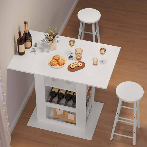 Rootz Bart Table with Storage - High Table - Counter Table - Robust & Scratch-Resistant - 105cm x 94cm x 68cm - White