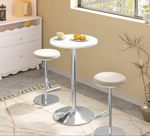 Rootz Adjustable Bar Table - Round Bar Table - Height Adjustable - Scratch & Waterproof - 52cm x 69.5-91.5cm x 45cm