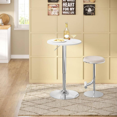 Rootz Adjustable Bar Table - Round Bar Table - Height Adjustable - Scratch & Waterproof - 52cm x 69.5-91.5cm x 45cm