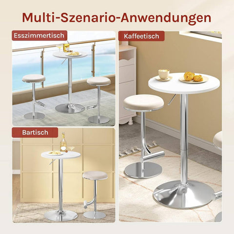 Rootz Adjustable Bar Table - Round Bar Table - Height Adjustable - Scratch & Waterproof - 52cm x 69.5-91.5cm x 45cm