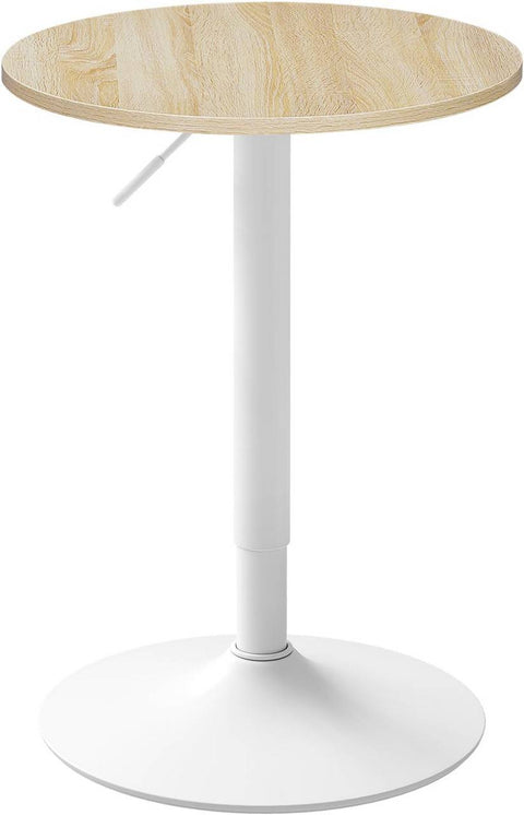 Rootz Height Adjustable Bar Table - Bistro Table - Round Side Table - Scratch & Waterproof MDF - 52cm Table Top x 69.5-91.5cm Height