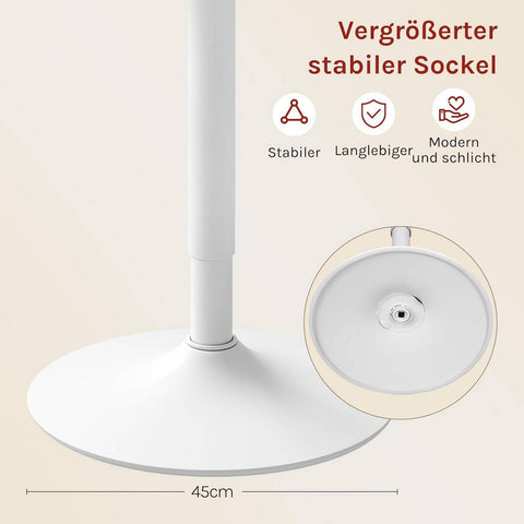 Rootz Height Adjustable Bar Table - Bistro Table - Round Side Table - Scratch & Waterproof MDF - 52cm Table Top x 69.5-91.5cm Height