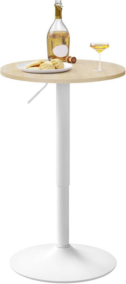 Rootz Height Adjustable Bar Table - Bistro Table - Round Side Table - Scratch & Waterproof MDF - 52cm Table Top x 69.5-91.5cm Height
