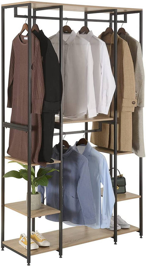 Rootz Multifunctional Clothes Rack - Wardrobe Organizer - Storage Shelf - Spacious Design - Durable & Stable - Easy Assembly - 120cm x 40cm x 201cm