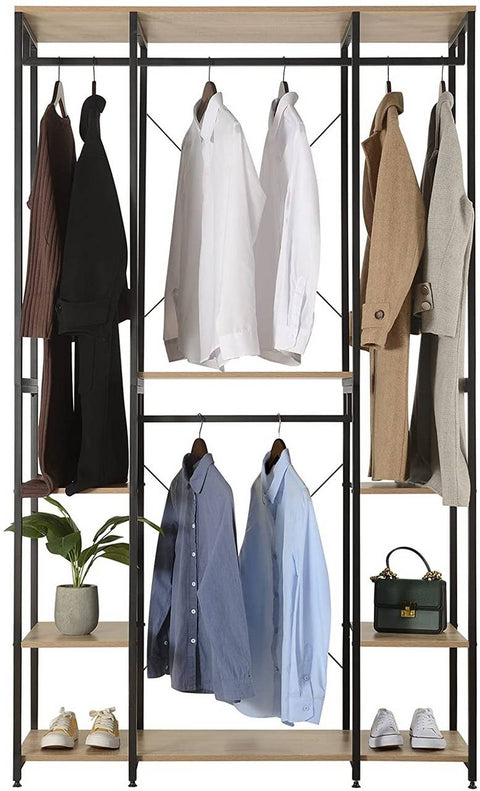 Rootz Multifunctional Clothes Rack - Wardrobe Organizer - Storage Shelf - Spacious Design - Durable & Stable - Easy Assembly - 120cm x 40cm x 201cm