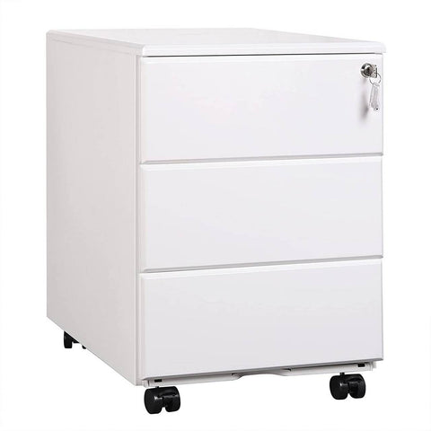 Rootz Roll Container Filing Cabinet - Mobile File Cabinet - Secure Storage Unit - Pre-Assembled, Lockable, Effortless Mobility - Steel - 52.4cm x 54cm x 39cm