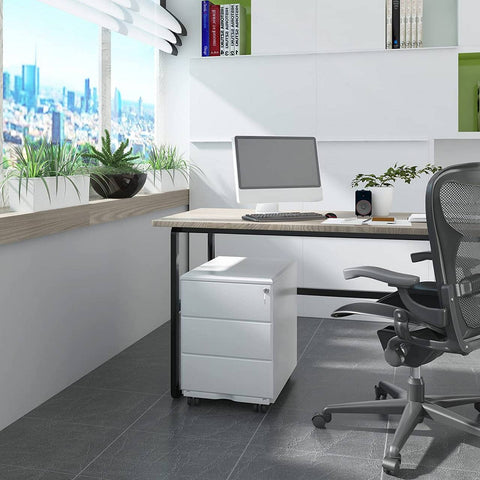 Rootz Roll Container Filing Cabinet - Mobile File Cabinet - Secure Storage Unit - Pre-Assembled, Lockable, Effortless Mobility - Steel - 52.4cm x 54cm x 39cm