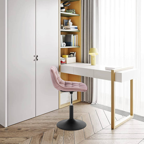 Rootz Velvet Metal Bar Stool - Adjustable Counter Chair - Swivel Barstool - Comfortable, Durable, Floor Protection - 35cm x 42.5cm x 60.5-72cm